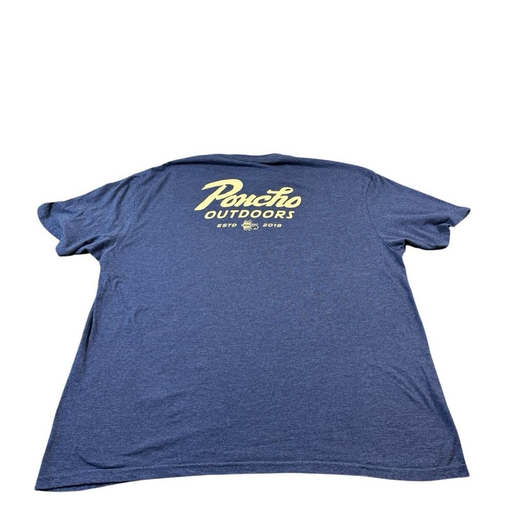 PONCHO Blue Graphic Fishing Men's Cotton T Shirt Size XL